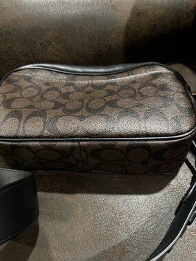 Coach Brown and Black Signature Canvas Crossbody